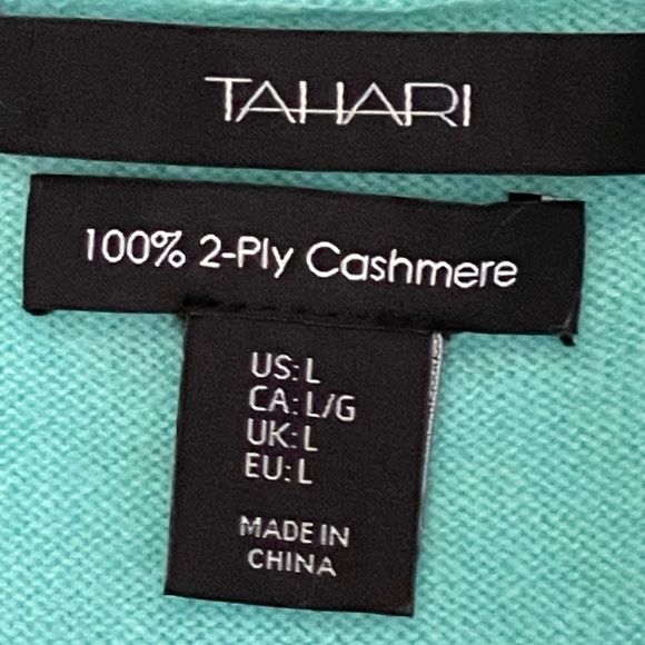 Tahari Cashmere Cardigan Sweater size Large knit warm casual 2-ply sleeve-less - Picture 2 of 8